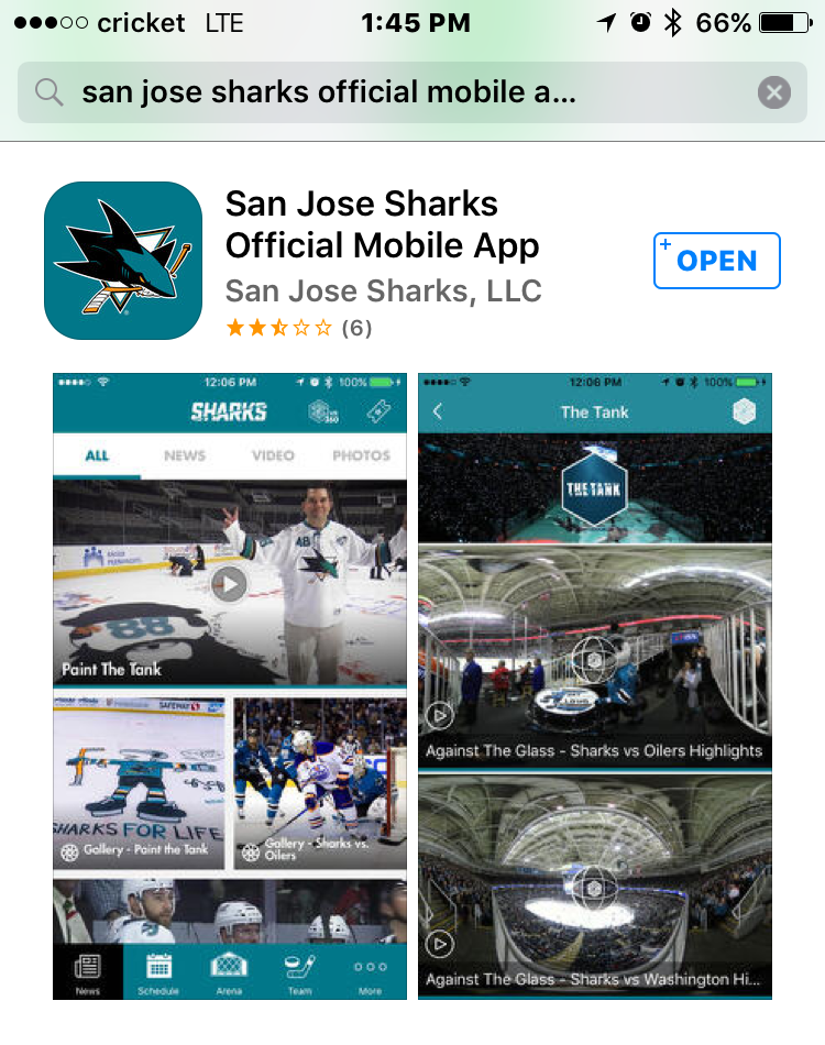 San Jose Shark Ticketmaster iOS App